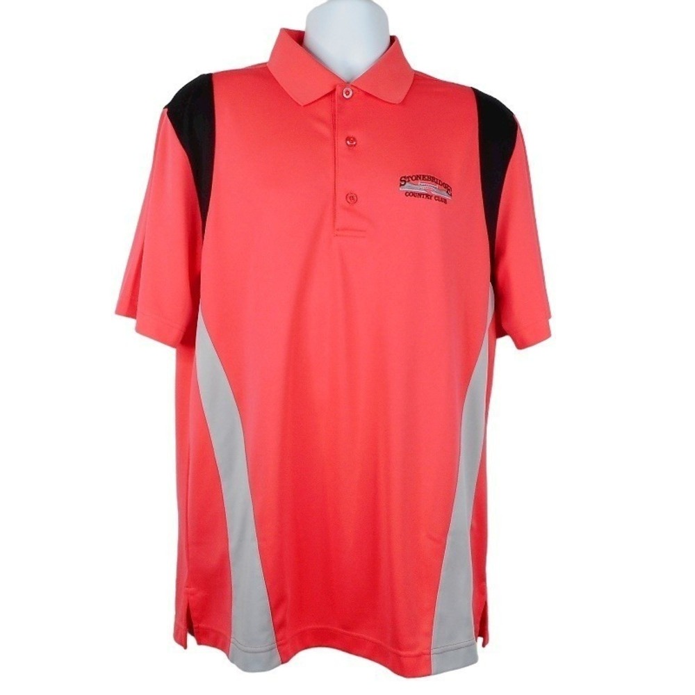 Monterey Club Mens Golf Polo Shirt  L Orange Dry Swing Stonebridge‎ Country Club